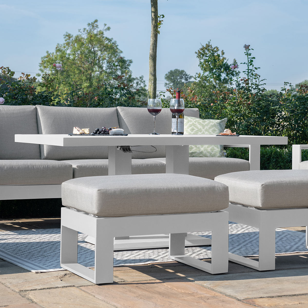 Amalfi 3 Seat Sofa Set With Rising Table in White