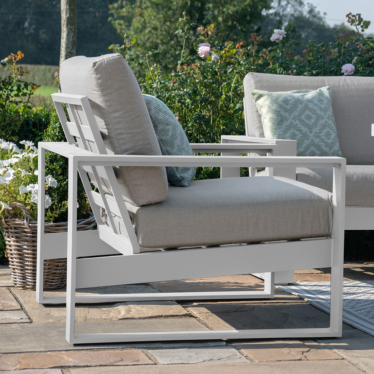 Amalfi 3 Seat Sofa Set With Rising Table in White