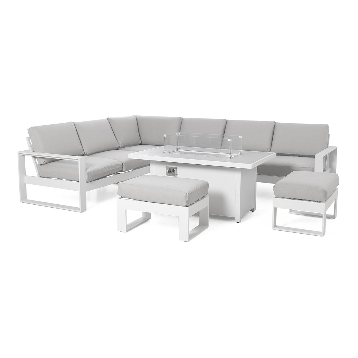 Amalfi Large Corner Group With Fire Pit Table in White