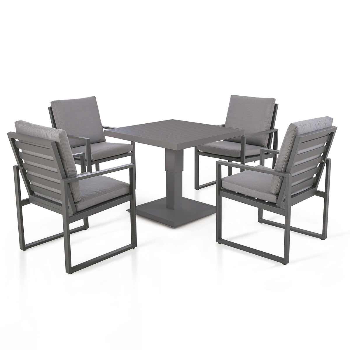 Amalfi 4 Seat Square Dining Set with Rising Table in Grey