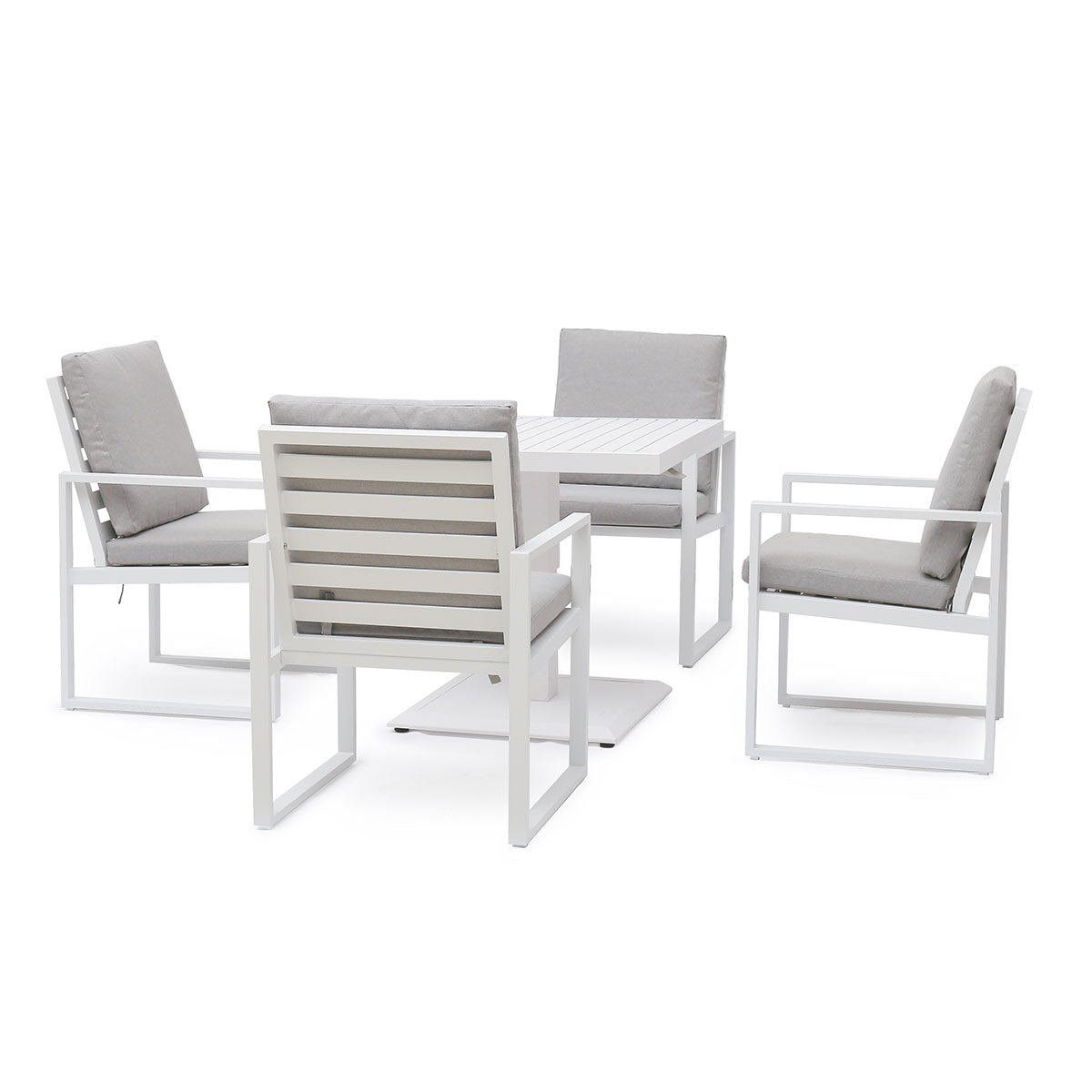 Amalfi 4 Seat Square Dining Set with Rising Table in White