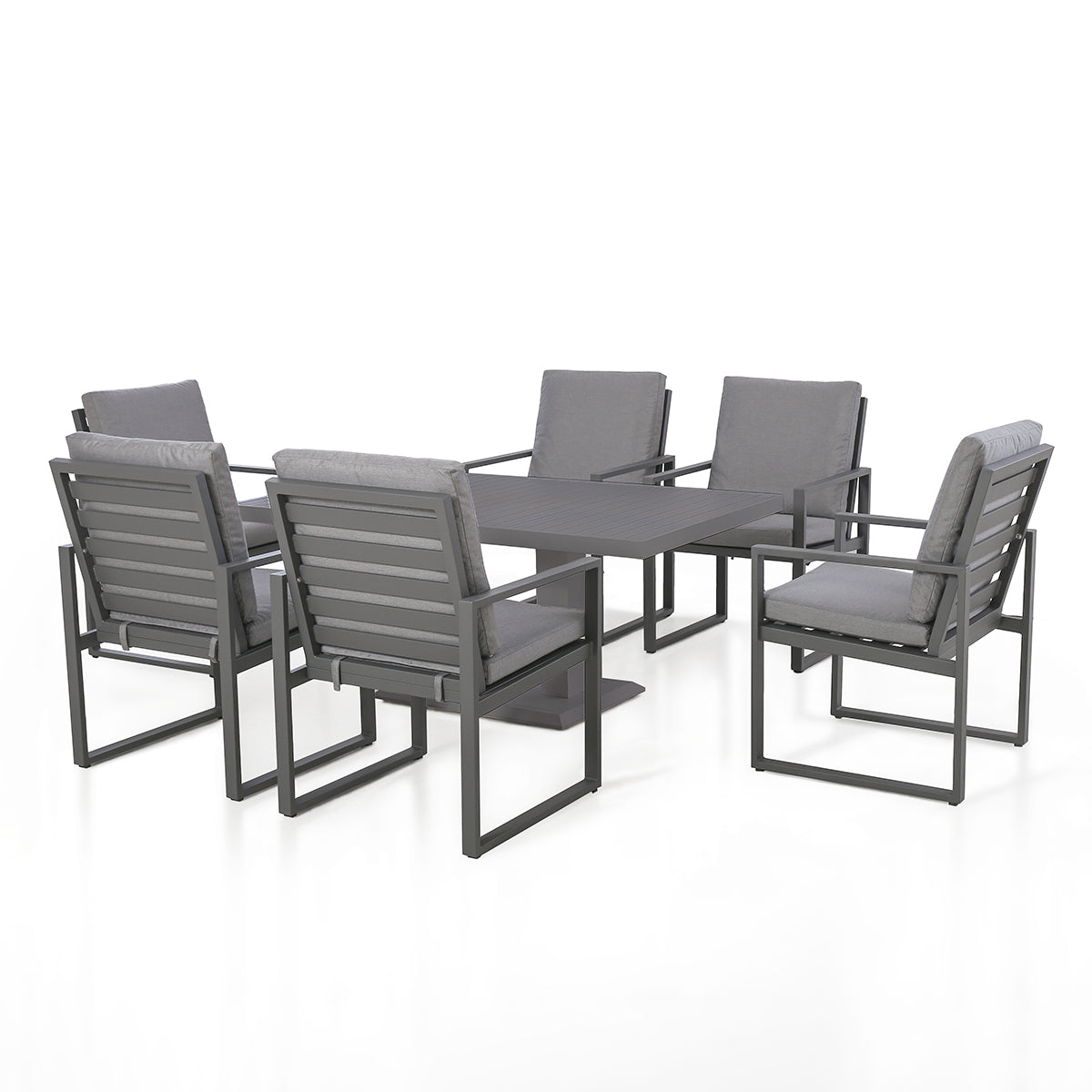 Amalfi 6 Seat Rectangular Dining Set with Rising Table in Grey