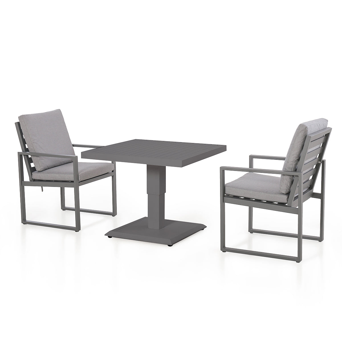 Amalfi 3 Piece Bistro Set with Rising Table in Grey