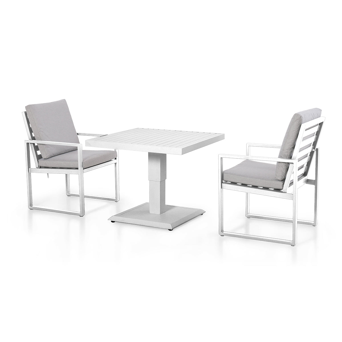 Amalfi 3 Piece Bistro Set with Rising Table in White