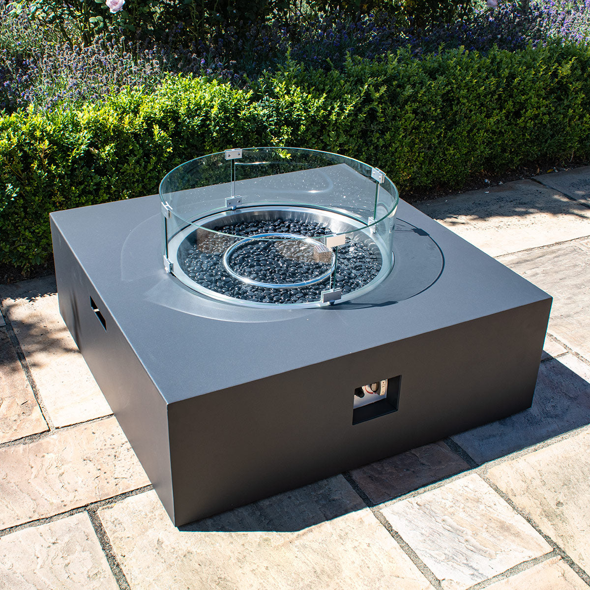 Fire Pit Coffee Table 100cm x 100cm Square in Charcoal