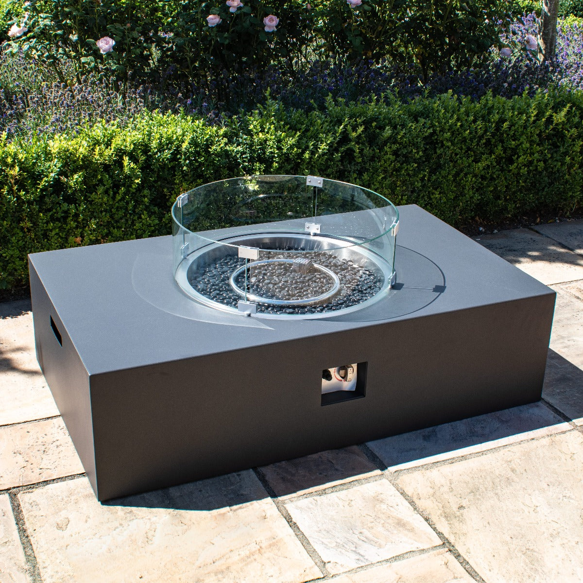 Fire Pit Coffee Table 127cm x 77cm Rectangular in Charcoal