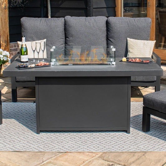 Aluminium Fire Pit Dining Table - Grey in Manhattan