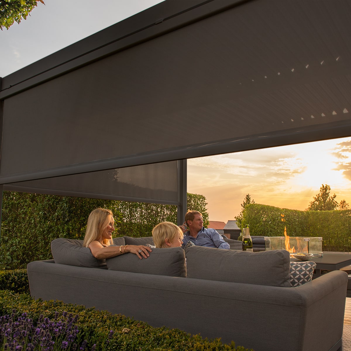 Como Pergola Aluminium Rectangular 30x40 with 4 Drop Sides in Grey