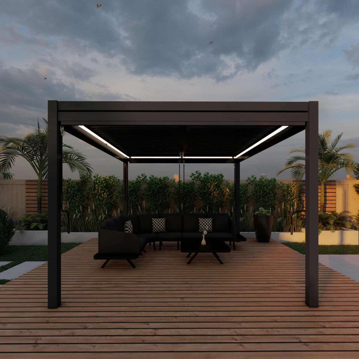 Como Pergola Aluminium Rectangular 30x40 with 4 Drop Sides in Grey