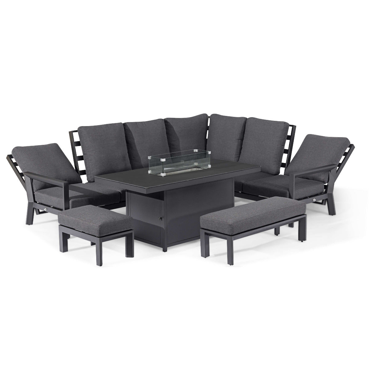 Manhattan Reclining Corner Dining Set with Fire Pit Table