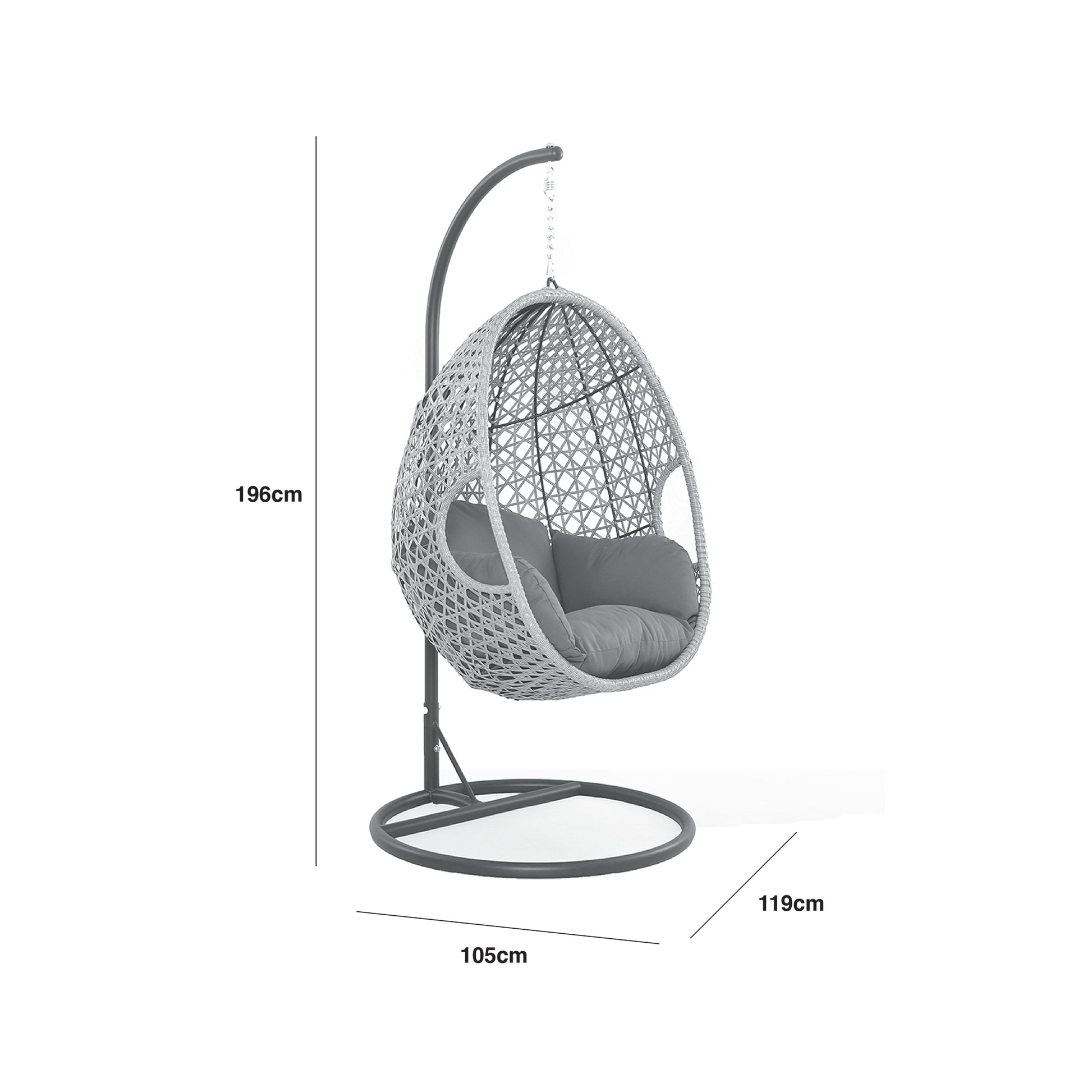 Ascot Hanging Chair in Grey