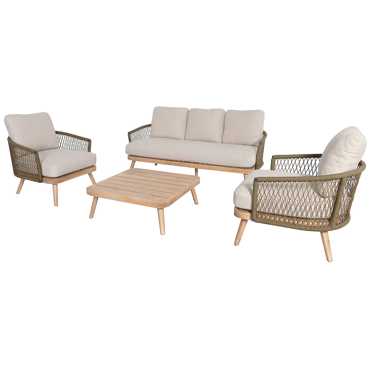 Bali Rope Weave 3 Seat Lounge Set in Sandstone