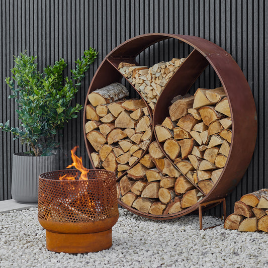 Buttermere Basket Outdoor Fire Pit Rust H39cm W40cm