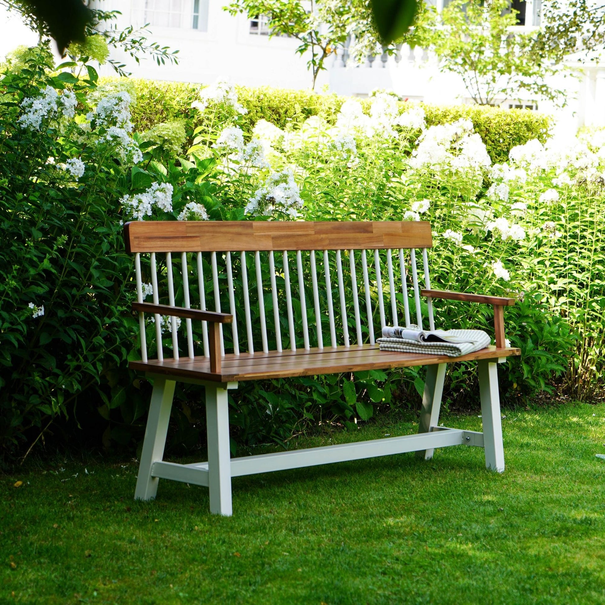 Broadway Acacia Wood Cream Garden Bench H89CM W160CM