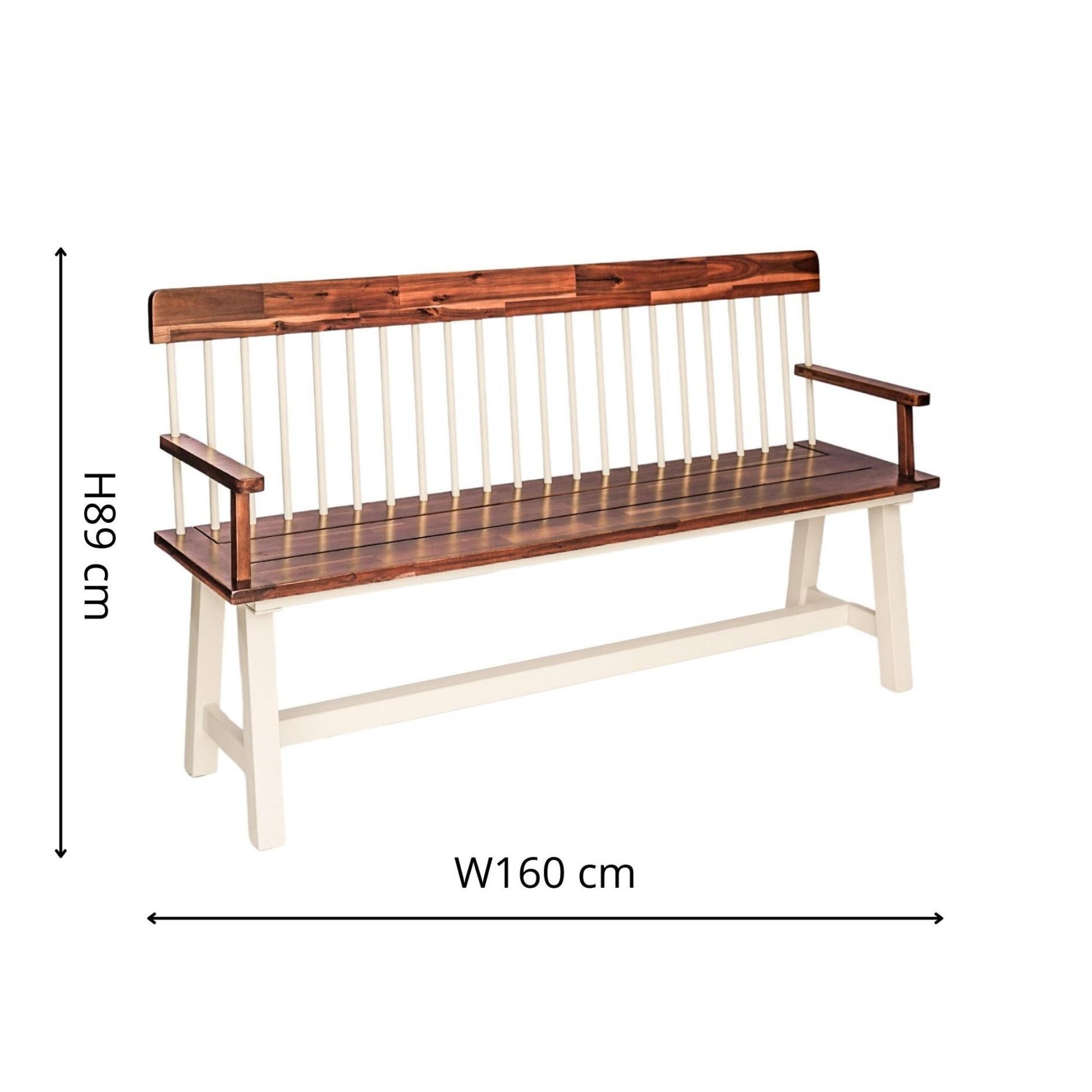 Broadway Acacia Wood Cream Garden Bench H89CM W160CM