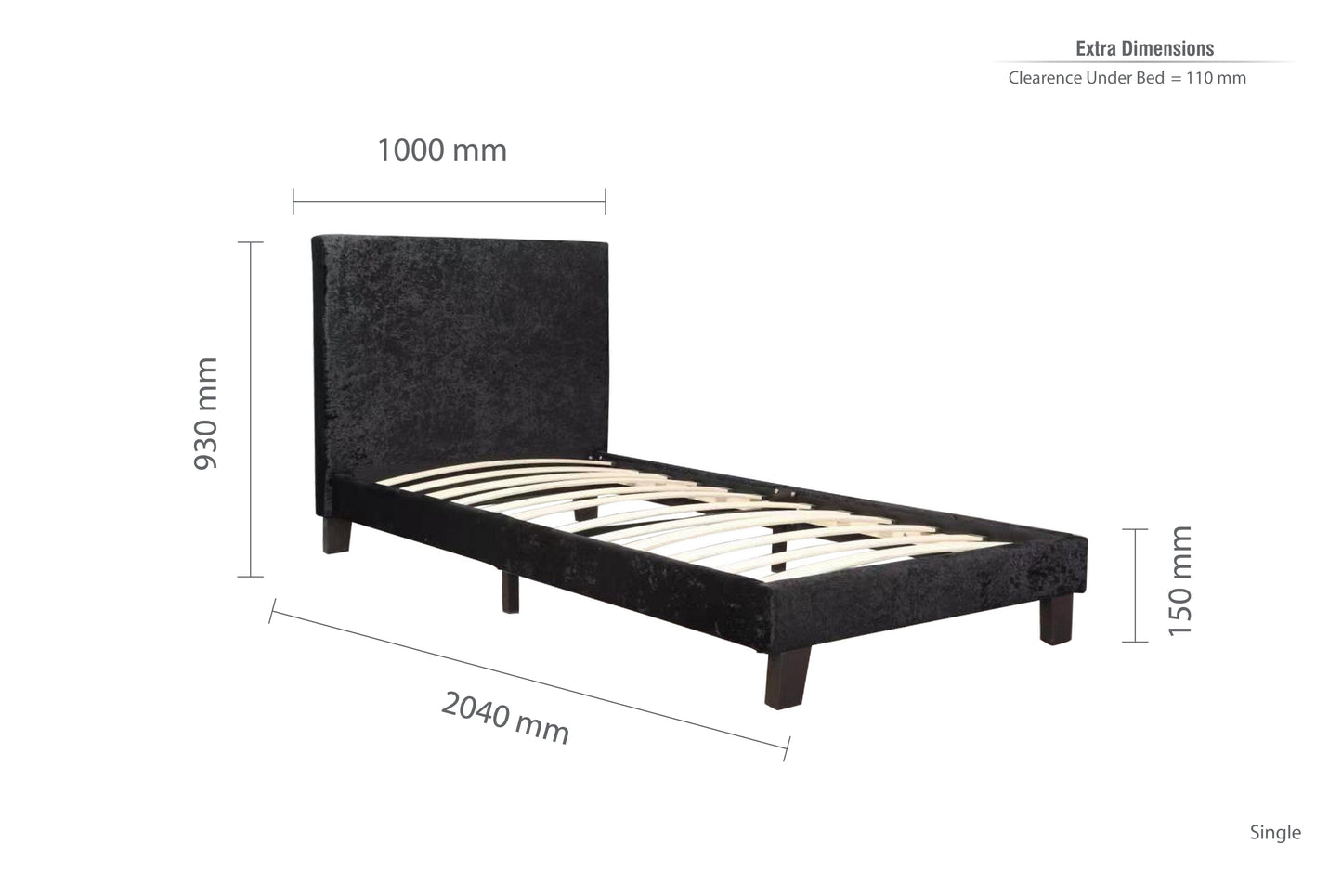 Berlin Fabric Single Bed - The Ultimate Bedroom Centrepiece - 3 Colour Options