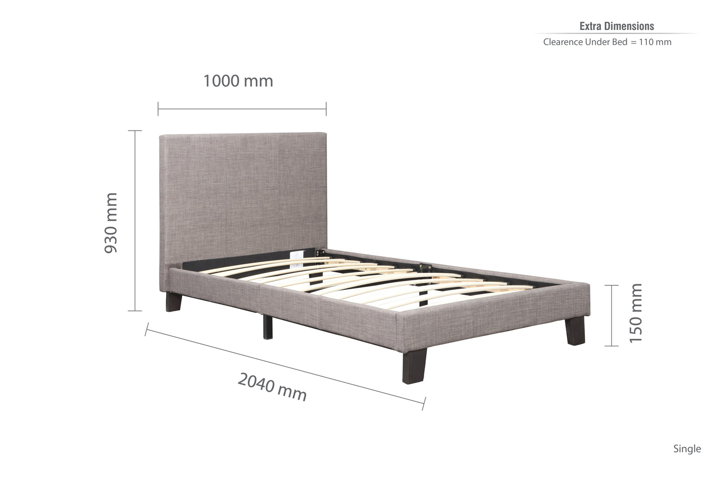 Berlin Fabric Single Bed - The Ultimate Bedroom Centrepiece - 3 Colour Options