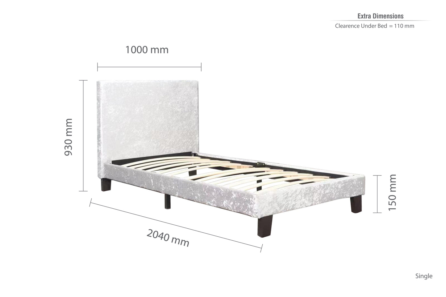 Berlin Fabric Single Bed - The Ultimate Bedroom Centrepiece - 3 Colour Options