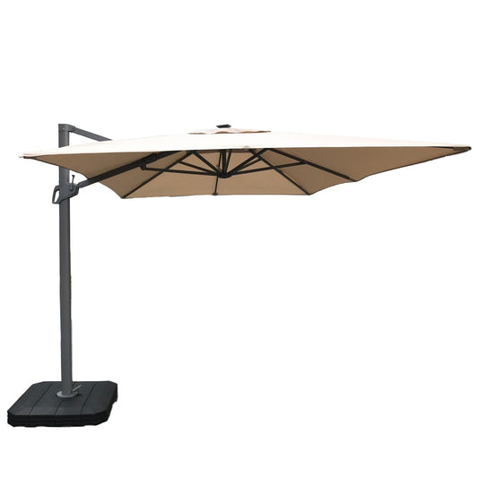 Atlas LED 2.4x3.3M Rectangular Cantilever Parasol in Beige