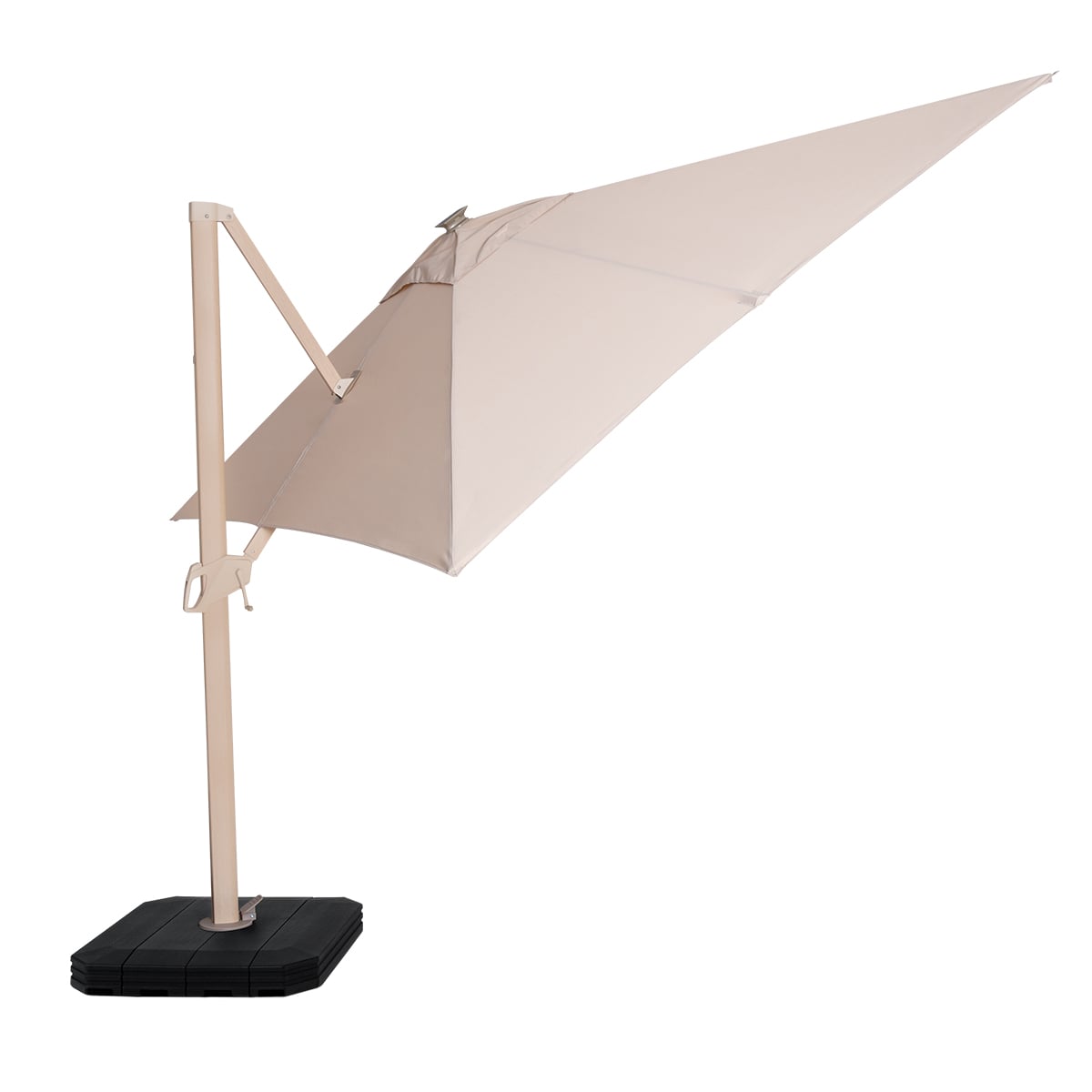 Atlas LED 2.4x3.3M Rectangular Wood Effect Cantilever Parasol in Beige