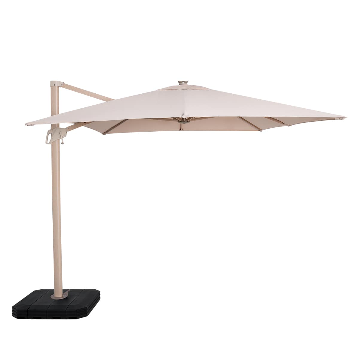 Atlas LED 2.4x3.3M Rectangular Wood Effect Cantilever Parasol in Beige