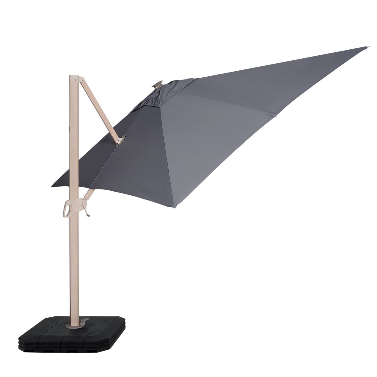 Atlas LED 2.4x3.3M Rectangular Wood Effect Cantilever Parasol in Grey