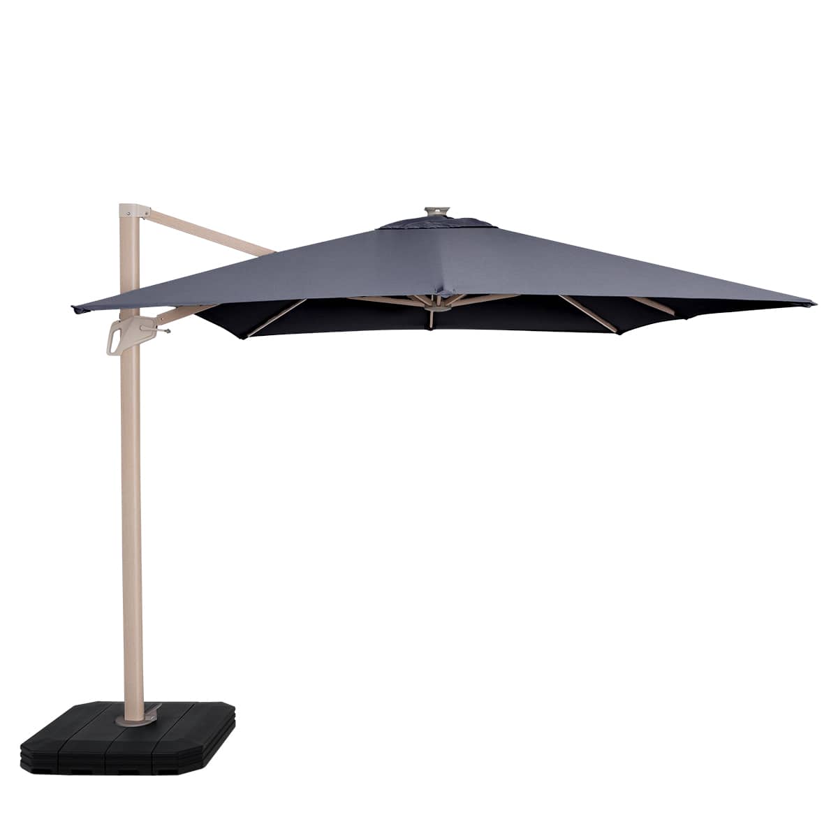 Atlas LED 2.4x3.3M Rectangular Wood Effect Cantilever Parasol in Grey