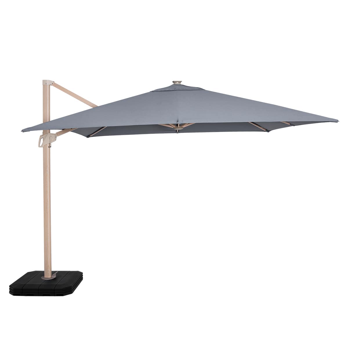 Zeus LED 3x3M Square Wood Effect Cantilever Parasol in Grey