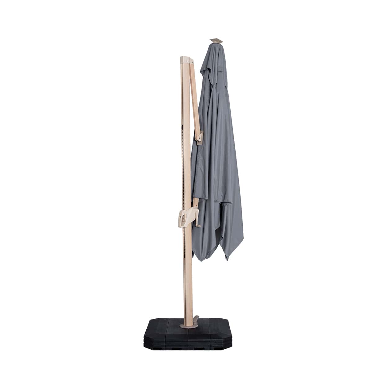 Zeus LED 3x3M Square Wood Effect Cantilever Parasol in Grey