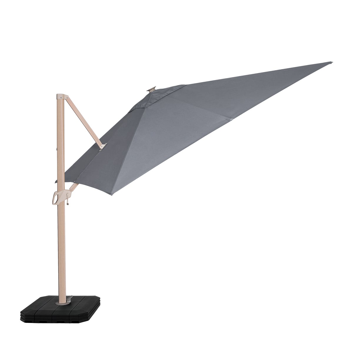 Zeus LED 3x3M Square Wood Effect Cantilever Parasol in Grey