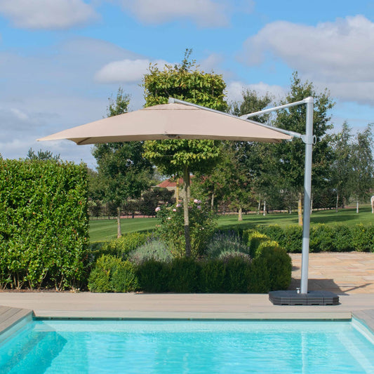 Zeus LED 3.5M Round Cantilever Parasol in Beige