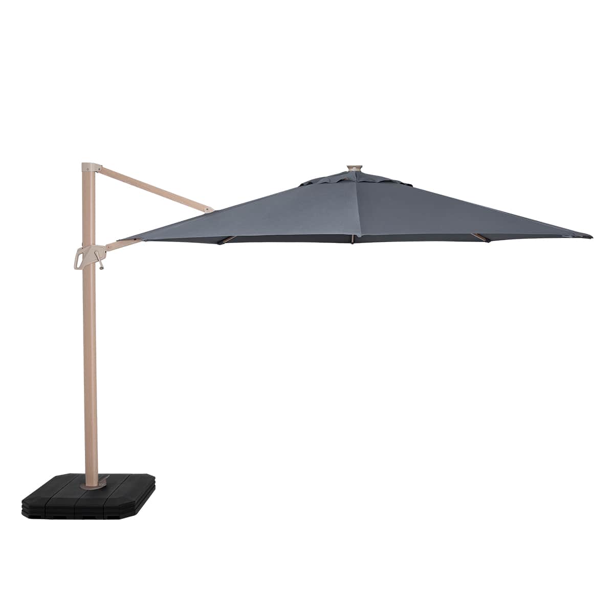 Zeus LED 3.5M Round Wood Effect Cantilever Parasol in Grey