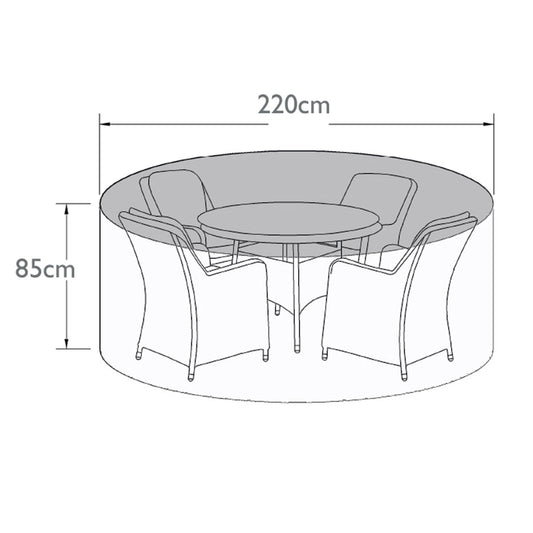 Outdoor Cover for 4 Seat Round Dining Set in Black