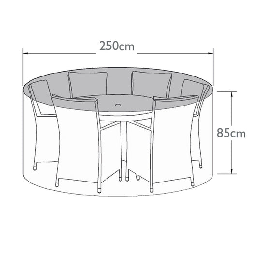 Outdoor Cover for 6 Seat Round Dining Set in Black