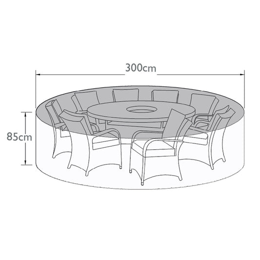 Outdoor Cover for 8 Seat Round Dining Set in Black