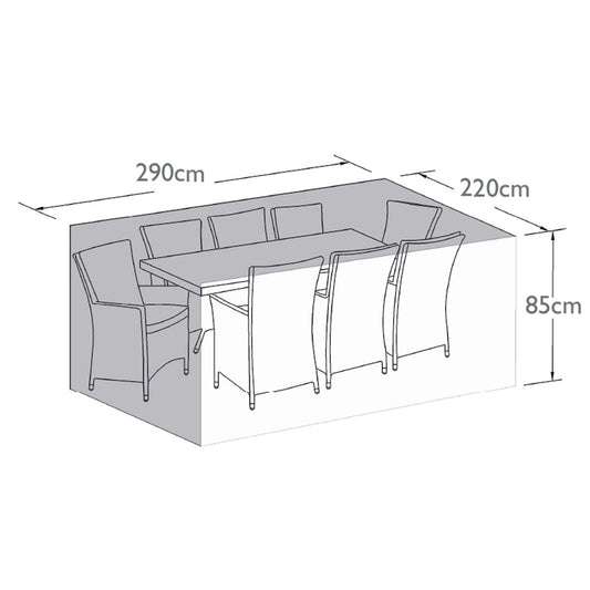 Outdoor Cover for 8 Seat Rect Dining Set in Black