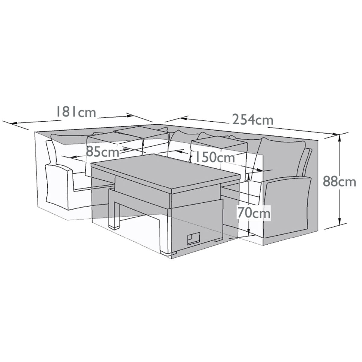 Outdoor Cover for Large Corner Dining Sofa Set in Black