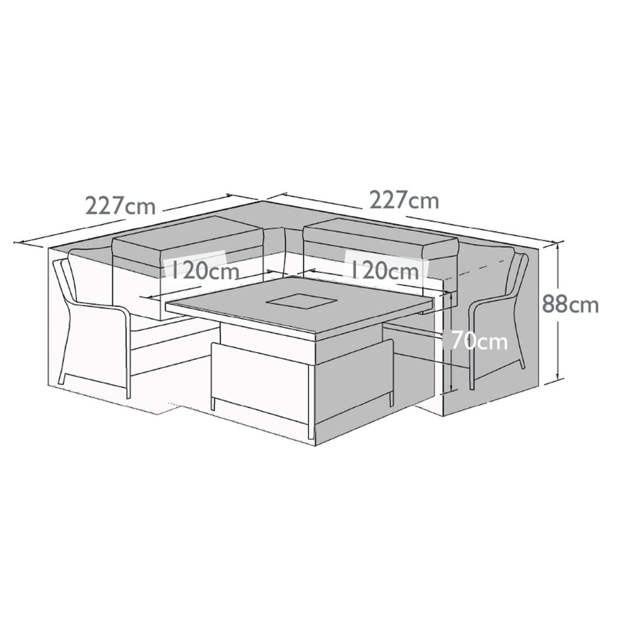 Outdoor Cover for Royal Corner Dining Set in Black