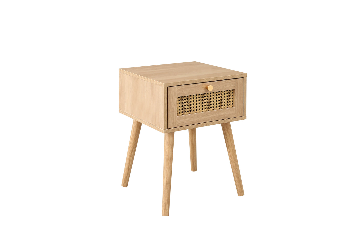 Croxley 1 Drawer Rattan Bedside in Oak