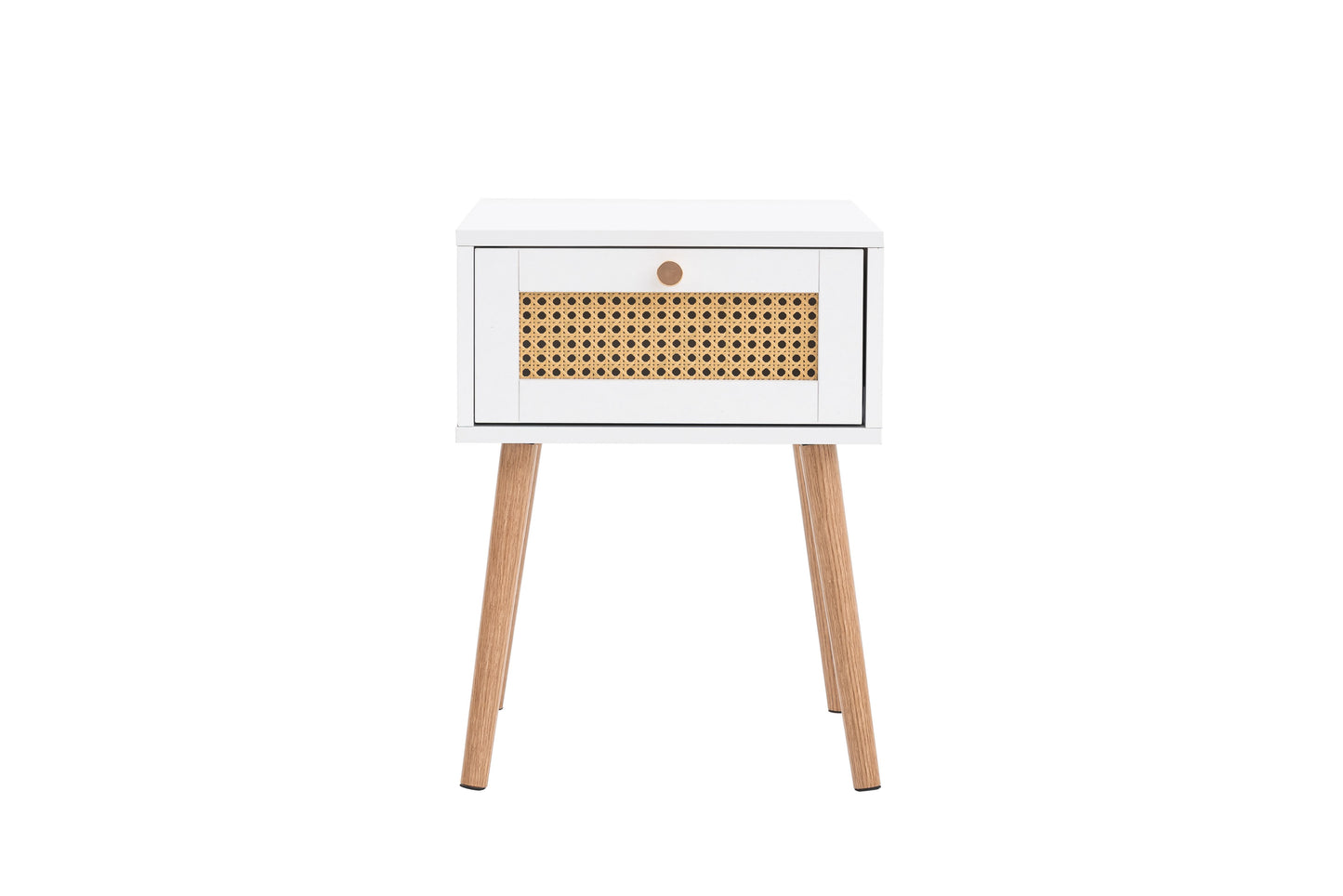 Croxley 1 Drawer Bedside Table - White with Gold Handles