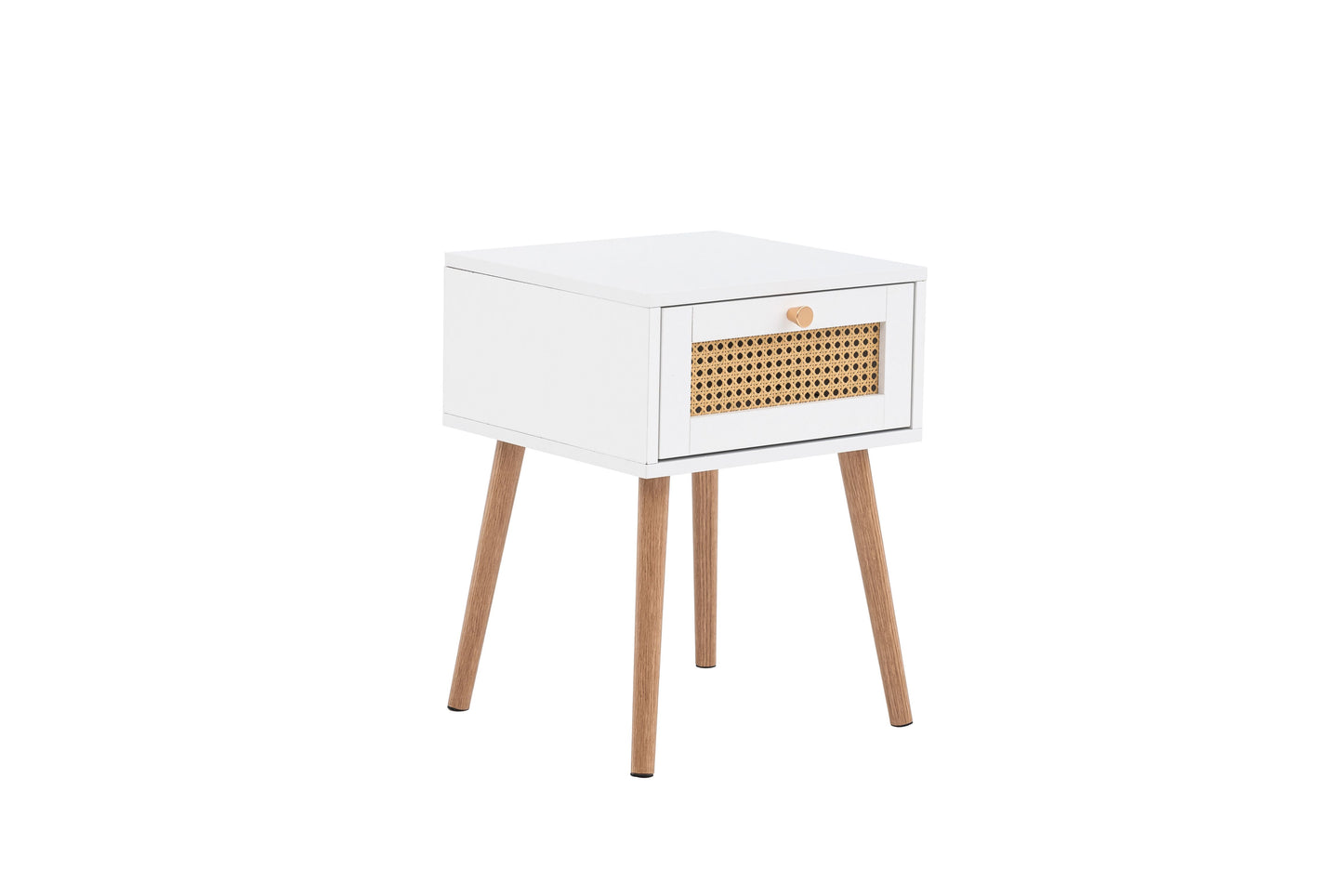 Croxley 1 Drawer Bedside Table - White with Gold Handles