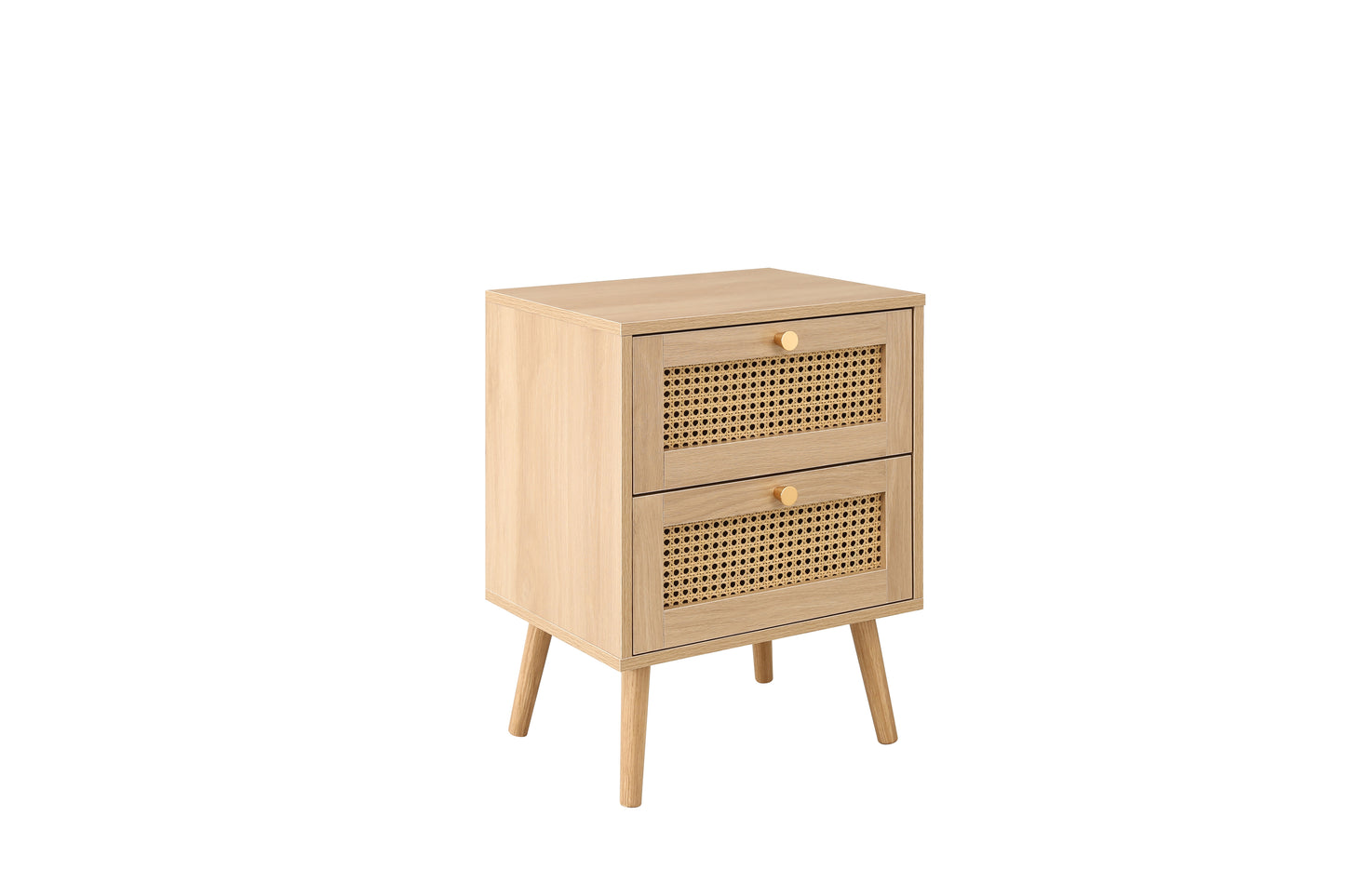 Croxley 2 Drawer Rattan Bedside in Oak