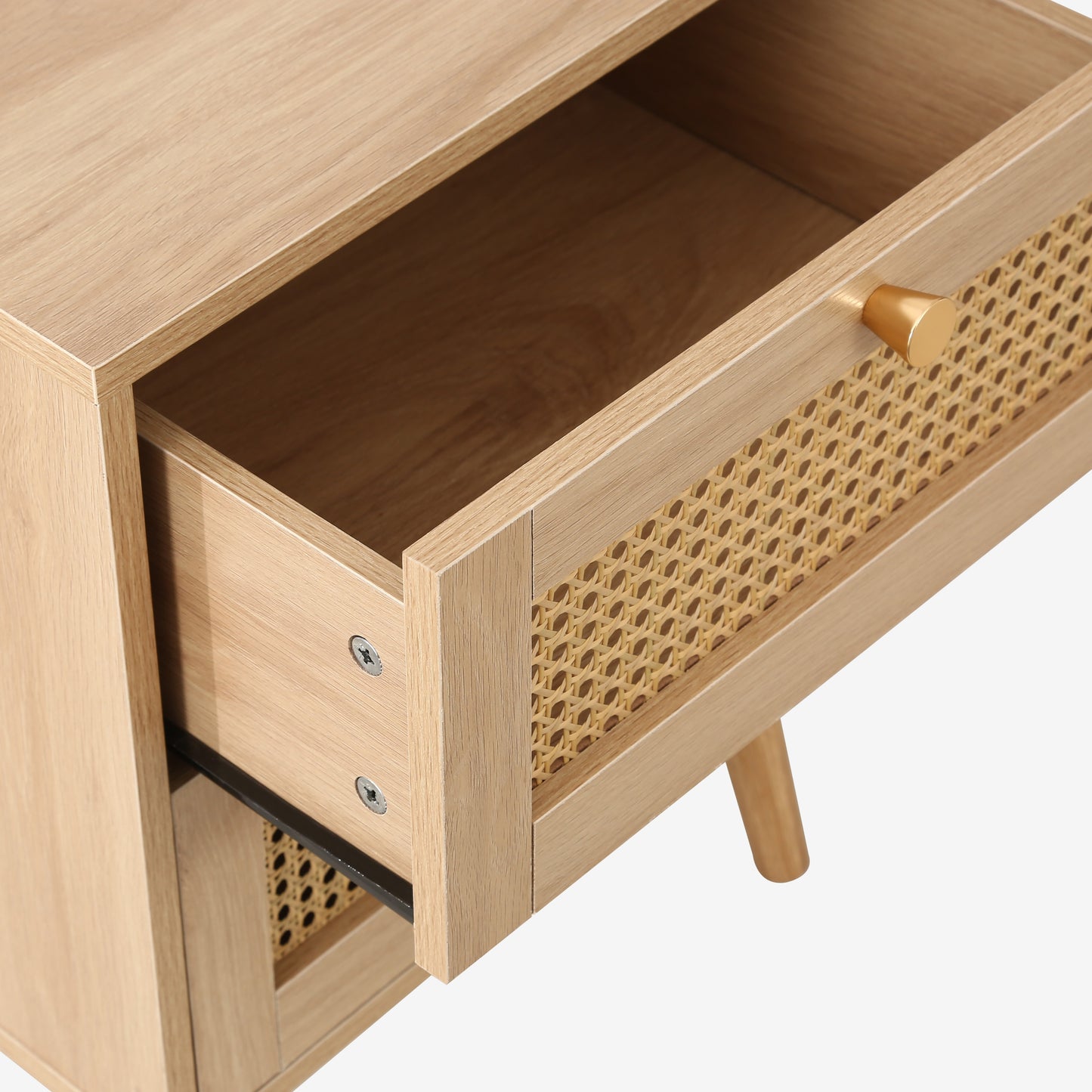 Croxley 2 Drawer Rattan Bedside in Oak