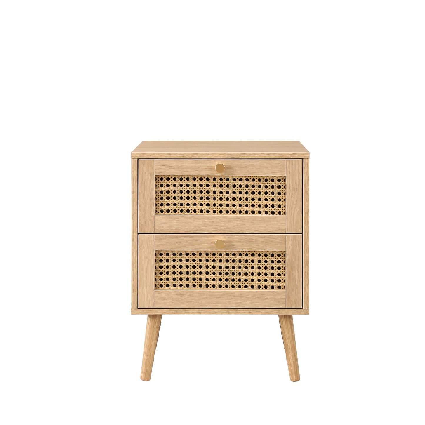 Croxley 2 Drawer Rattan Bedside in Oak