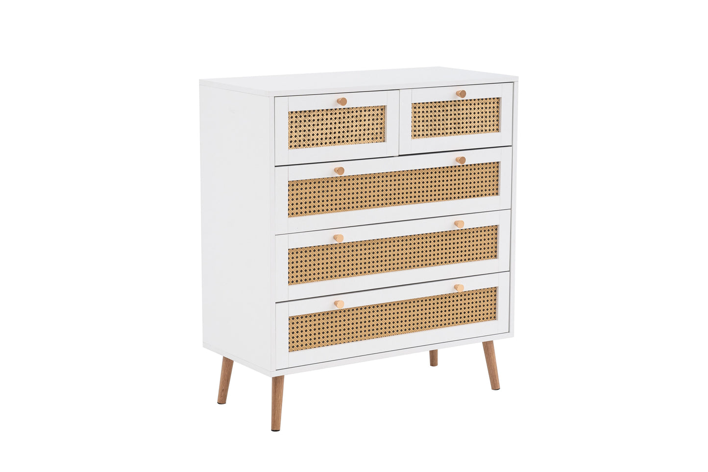 Croxley 5 Drawer Rattan Chest in White