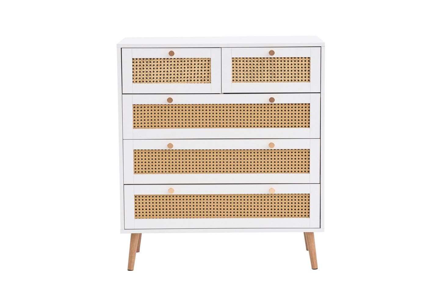 Croxley 5 Drawer Rattan Chest in White