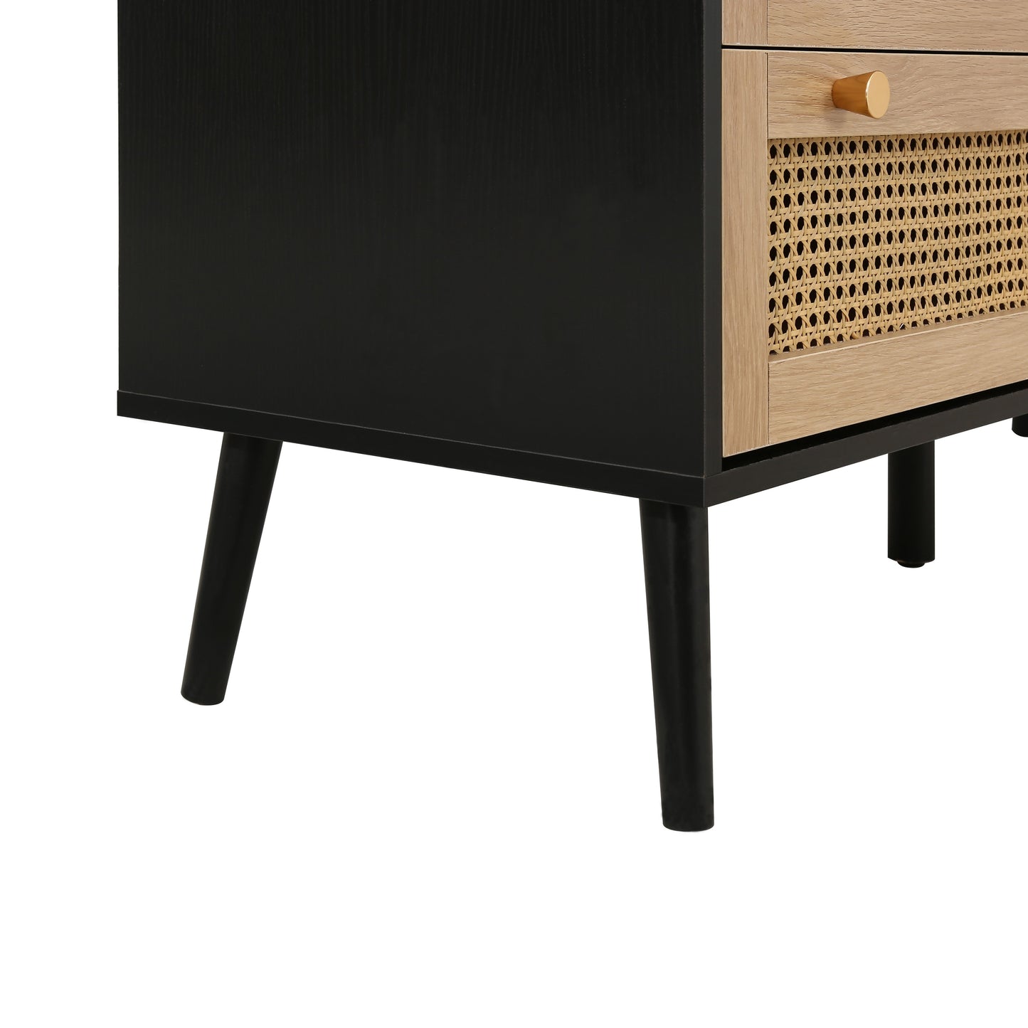 Croxley 7 Drawer Rattan Chest - Black, Oak, or White with Gold Handles