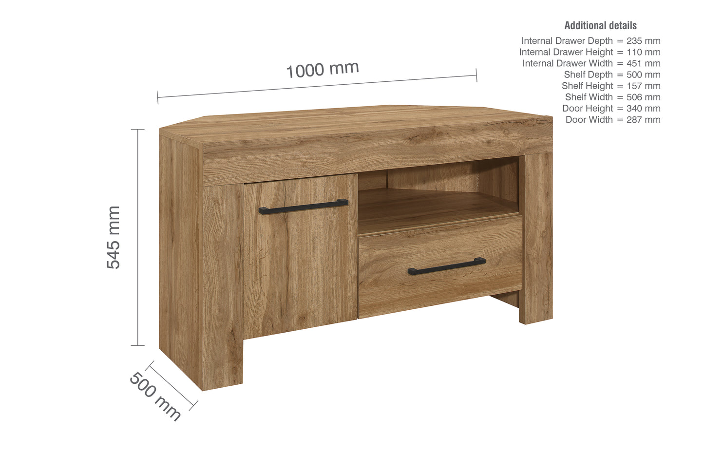 Compton Corner TV Unit - Stylish and Practical Oak-Inspired Design