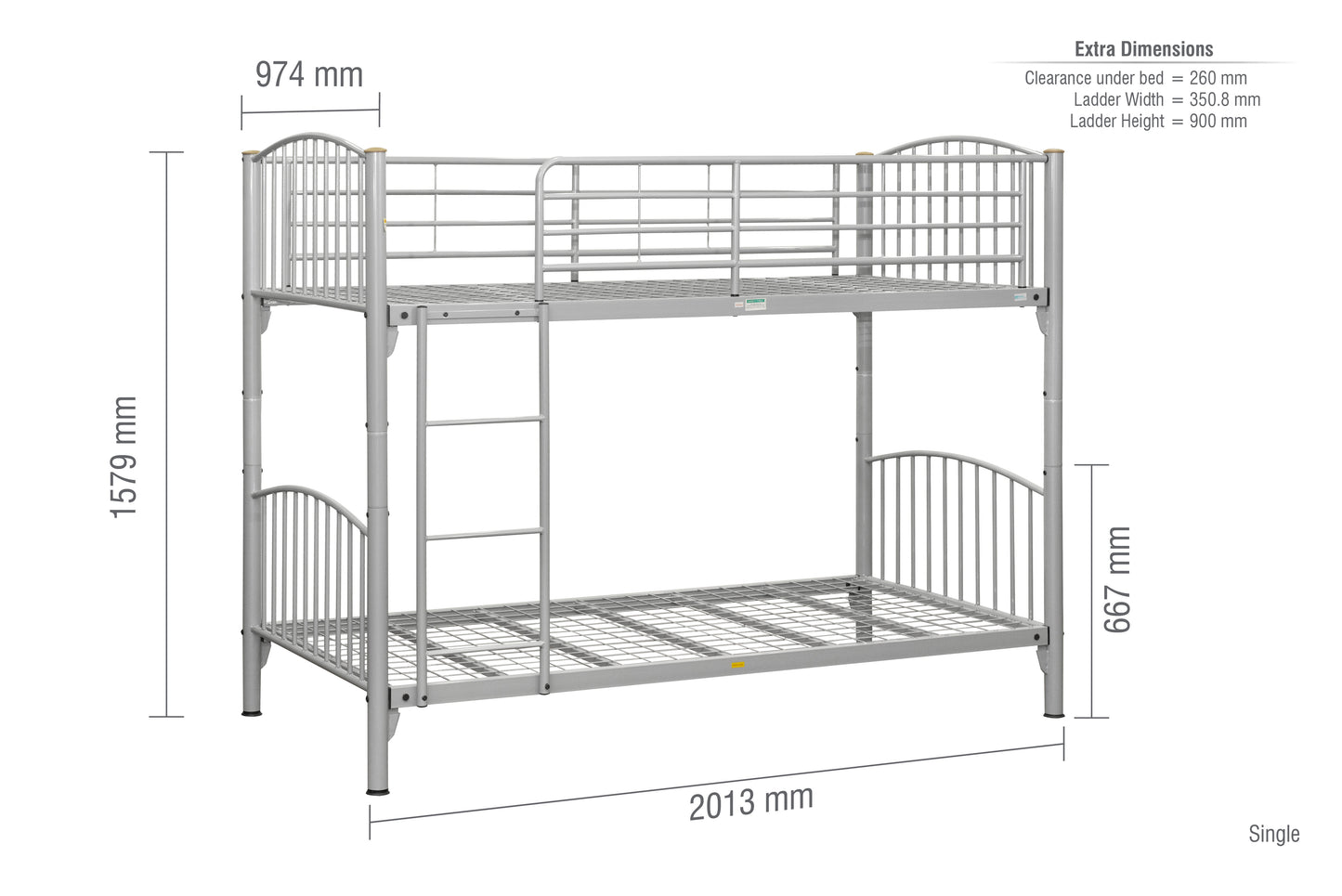 Corfu Steel Bunk Bed - Versatile and Secure Sleeping Solution