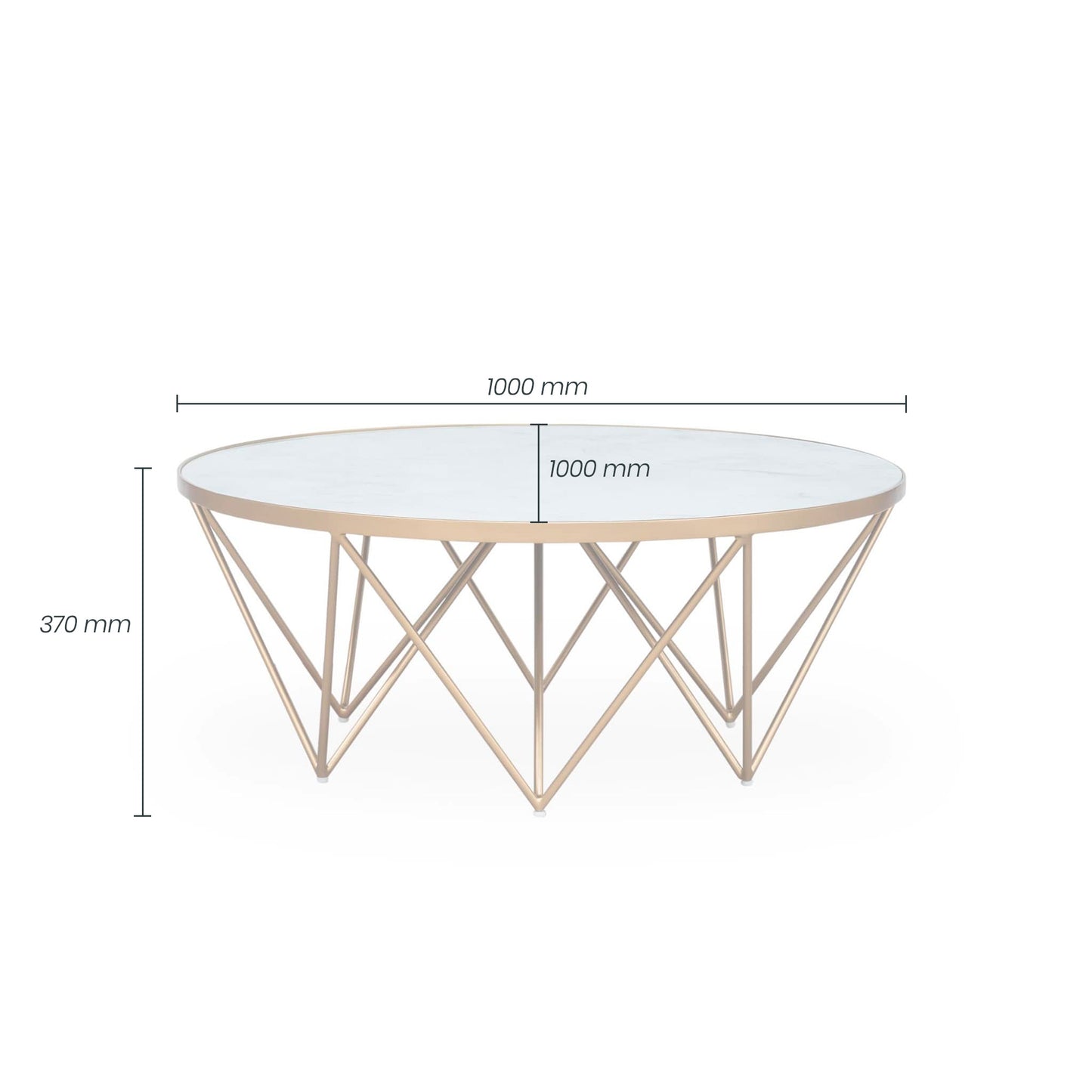 Crofton Round Coffee Table in White Marble Glass